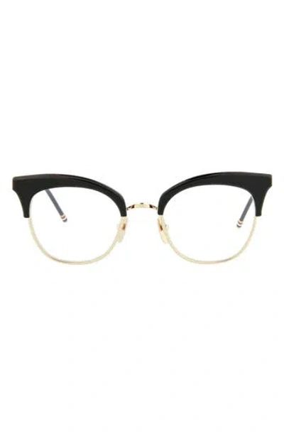 Thom Browne Novelty 51mm Cat Eye Optical Glasses In Gold Black Transparent