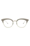 Thom Browne Novelty 51mm Cat Eye Optical Glasses In Grey White Back Silver