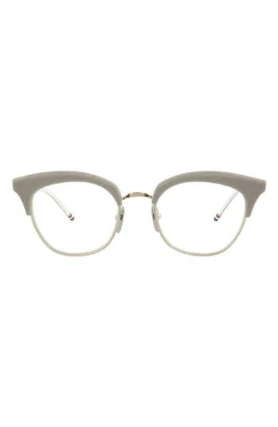 Shop Thom Browne Novelty 51mm Cat Eye Optical Glasses In Grey White Back Silver