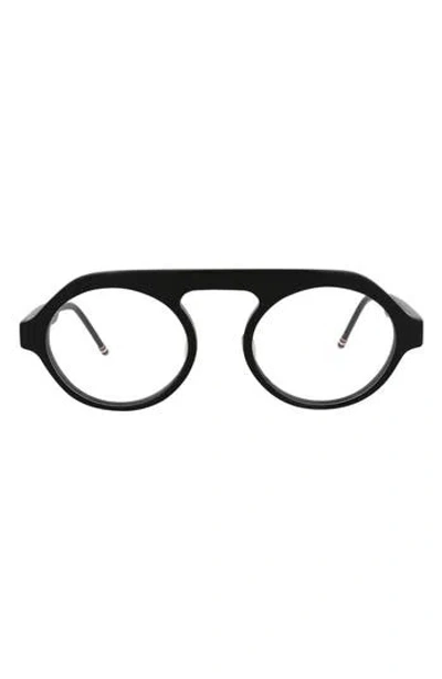 Thom Browne Novelty 52mm Round Optical Glasses In Black