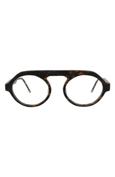 Thom Browne Novelty 52mm Round Optical Glasses In Black