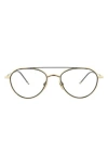Thom Browne Novelty 53mm Aviator Optical Glasses In White Gold Black Iron