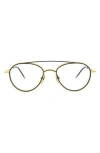 Thom Browne Novelty 53mm Aviator Optical Glasses In Yellow Gold Matte Navy