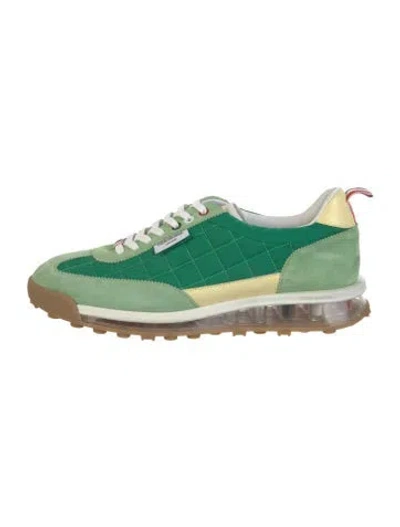 Pre-owned Thom Browne Nylon Colorblock Pattern Athletic Sneakers In Green