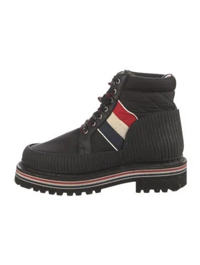 Pre-owned Thom Browne Nylon Colorblock Pattern Lace-up Boots In Black