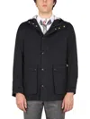 Thom Browne Blue Solid Hood Jacket In Blue