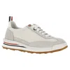 Thom Browne White Low Top Perforated Sneaker With Non-slip Rubber Outsole In Tech Fabric Woman In White