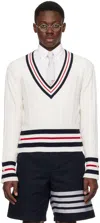 Thom Browne Rwb Intarsia Sweater Sweaters And Cardigans White In 100 White