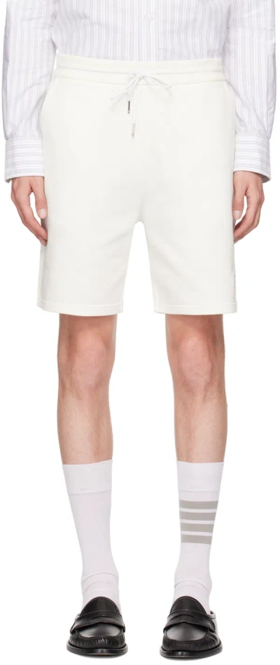 Thom Browne Off-white Mid-thigh Shorts In 113 Natural White