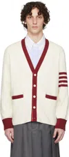 Thom Browne Off-white Milano Stitch 4-bar V Neck Rugby Cardigan In White