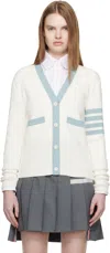 Thom Browne Off-white Milano Stitch Cotton 4-bar Cardigan In White