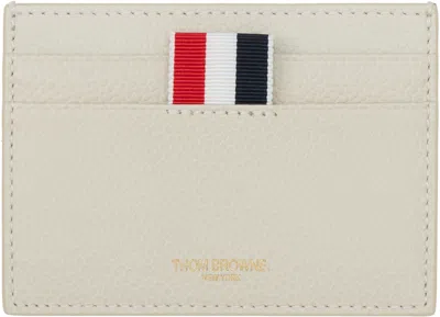 Thom Browne Off-white Pebble Grain Hector Single Card Holder In Brown