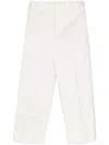 Thom Browne Off White Pressed-crease Tapered Trousers In Off White
