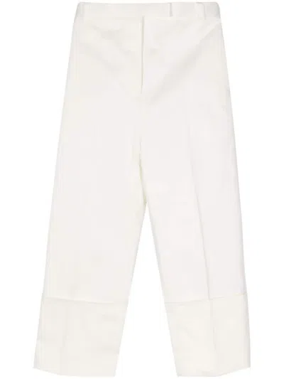Thom Browne Off White Pressed-crease Tapered Trousers