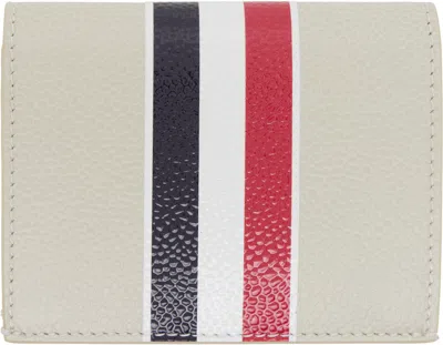 Thom Browne Off-white Pebble Grain Rwb Stripe Double Card Holder