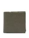 THOM BROWNE OLIVE GREEN PEBBLED TRI-FOLD WALLET