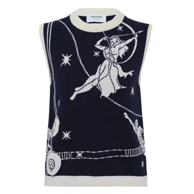 Thom Browne Olympic Constellation Jersey Knit Top Women In Blue