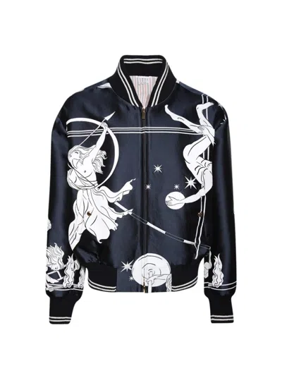 Thom Browne Olympic Constellation Scuba Jacquard Jacket Navy In Blue