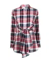 Thom Browne Open-back Twisted Check Shirt In Multicolor