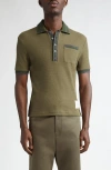 Thom Browne Open Stitch Cotton Polo In Dark Green