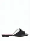 Thom Browne Open-toe Black Leather Mules With Bow Detail In Black