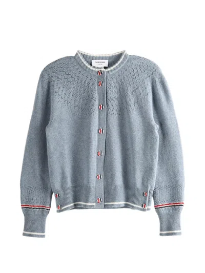 Thom Browne Openwork Buttoned Cardigan In Gray