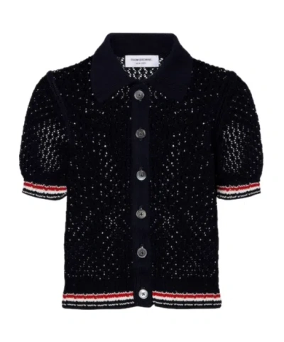 Thom Browne Openwork Cardigan In Black