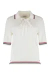 Thom Browne Openwork-knit Polo Shirt In White
