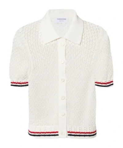 Thom Browne Openwork Knit Sweater In White