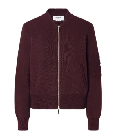 Thom Browne Ottoman Milano Stitch 4-bar Bomber Jacket In Red