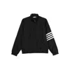 Thom Browne Jacket High Collar Elastic Cuffs Stripe Sleeves In Black