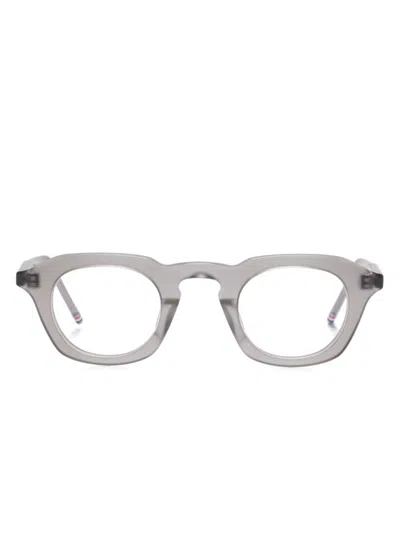 Thom Browne Oval-frame Glasses In Grey