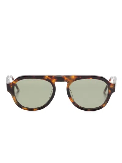 Thom Browne Oval-frame Sunglasses In Brown