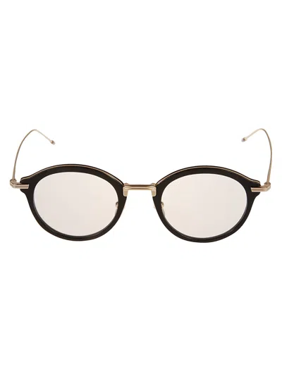 Thom Browne Oval Glasses In Black White Gold