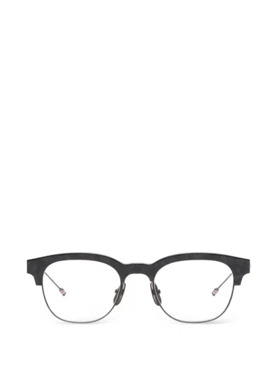 Thom Browne Oval-frame Glasses In Black
