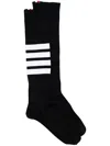 Thom Browne Calzini Lunghi 4 Bar In Cotone Leggero In Navy