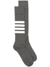 Thom Browne Grey Cotton Blend Socks In Blue