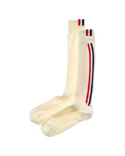 Thom Browne Rwb Striped Wool Socks In Neutral