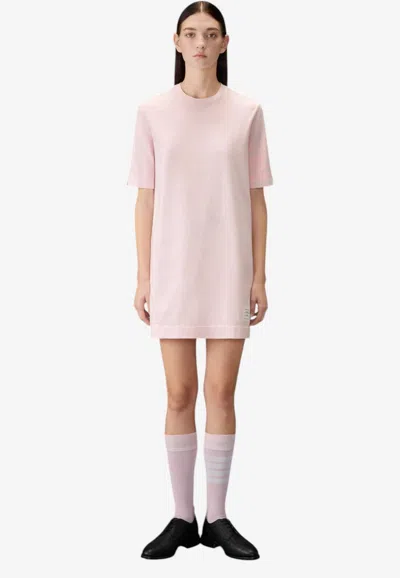 Thom Browne Overdyed 4-bar Mini T-shirt Dress In Pink