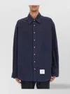 Thom Browne Oversize Long Sleeve Shirt With Pocket And Stripe Detail