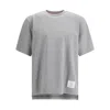 Thom Browne Grey Crewneck T-shirt With Logo Patch On The Front And Striped Detail On The Rear In Cotton Man