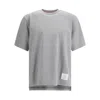 Thom Browne Grey Crewneck T-shirt With Logo Patch On The Front And Striped Detail On The Rear In Cotton Man