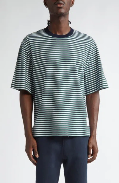 Thom Browne "striped Oversized Jersey T-shirt" In Green
