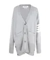 Thom Browne Oversized 4-bar Stripe Cardigan In Gray