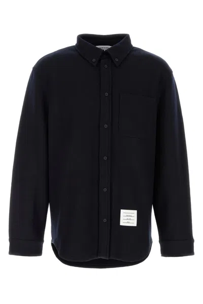 THOM BROWNE THOM BROWNE MIDNIGHT BLUE COTTON BLEND OVERSIZE SHIRT