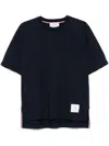 Thom Browne Blue T-shirt With Logo Patch In Stretch Wool Man In Blue