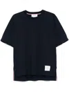 Thom Browne Blue T-shirt With Logo Patch In Stretch Wool Man In Blue