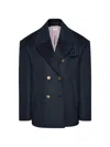 Thom Browne Oversized Double-breasted Peacoat In Blue
