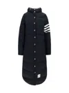 Thom Browne Navy Blue Feather Down 4-bar Coat In Navy
