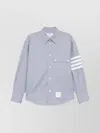 Thom Browne Flannel Shirt Featuring Button-down Collar In Gray